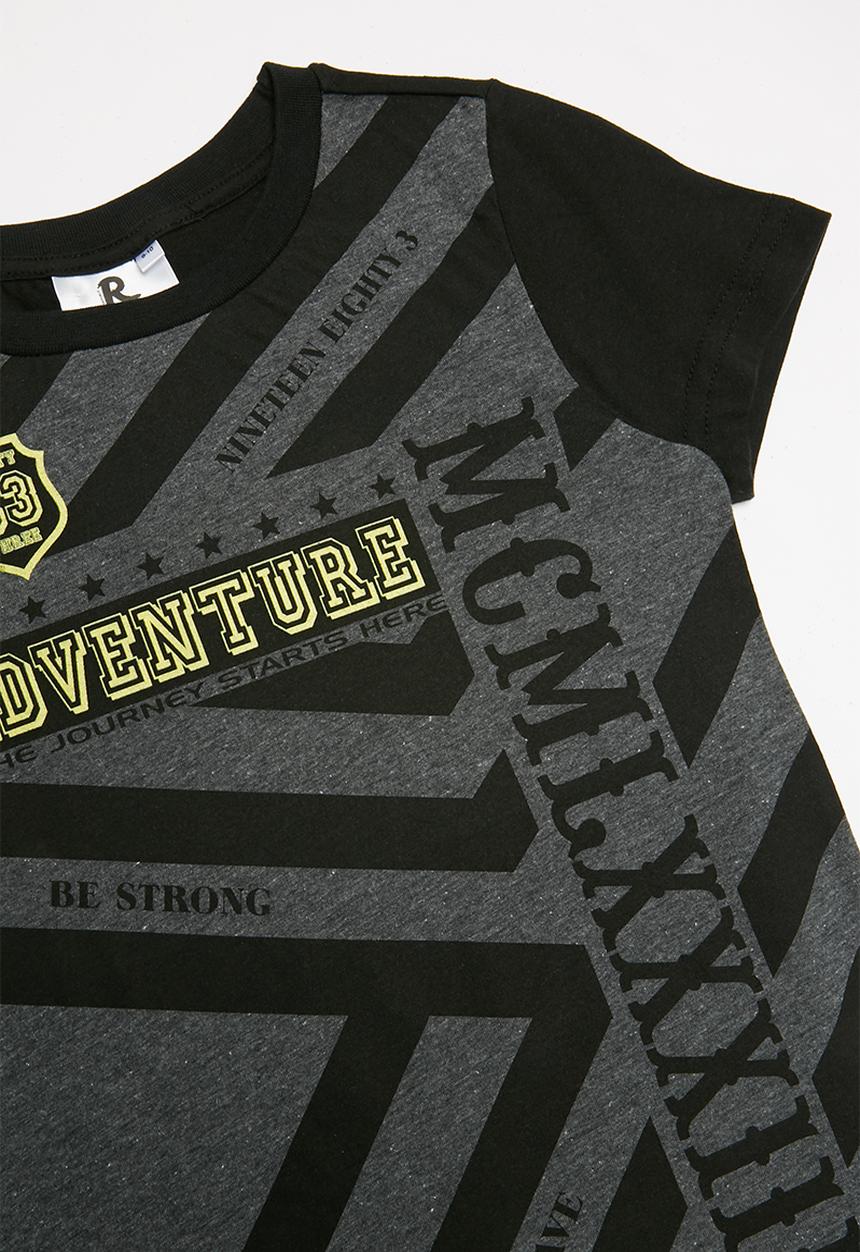 Rebel Republic - Teen boys printed tee - black & grey