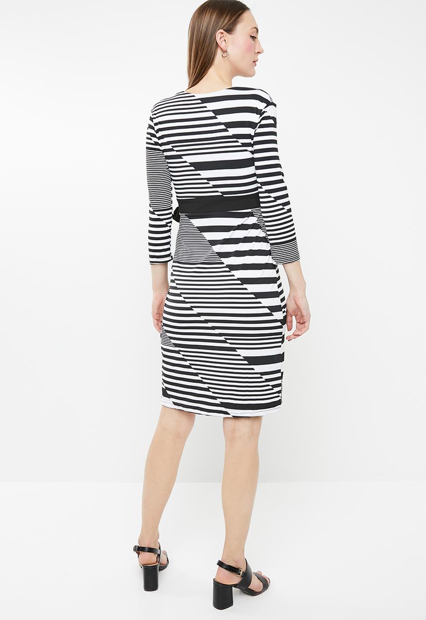 edit - 3/4 Sleeve Wrap Dress - multi
