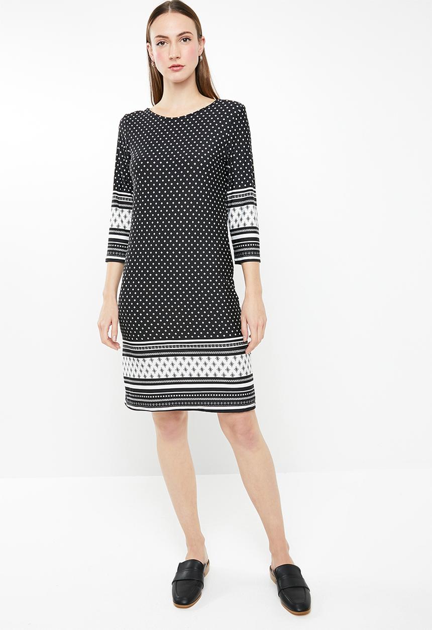 edit - 3/4 Sleeve tunic dress - multi