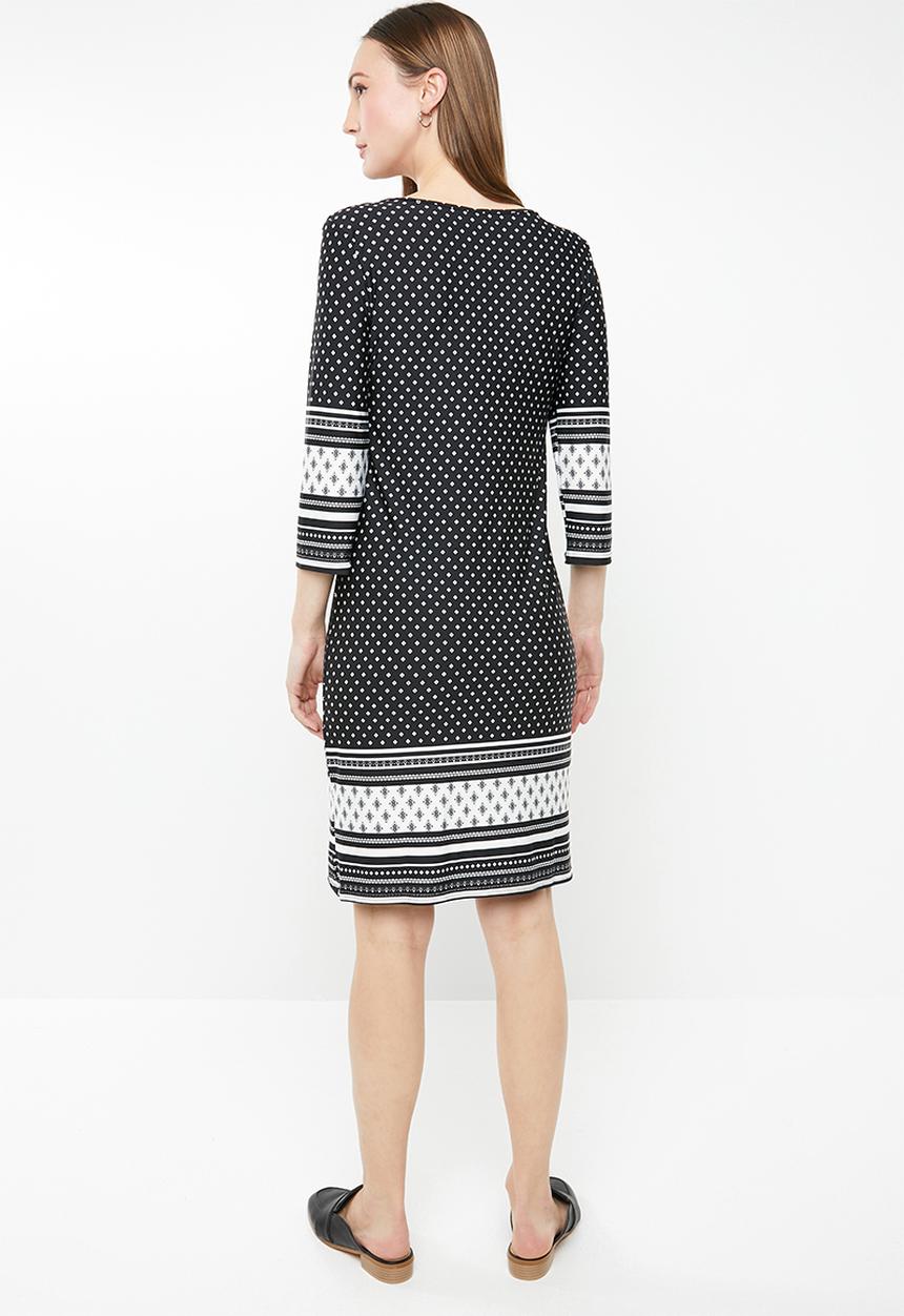 edit - 3/4 Sleeve tunic dress - multi