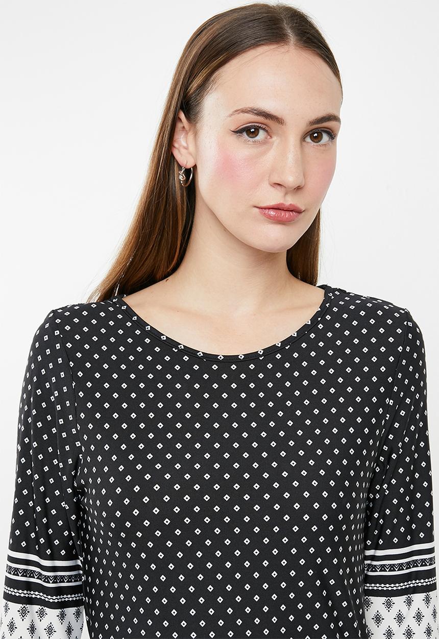 edit - 3/4 Sleeve tunic dress - multi