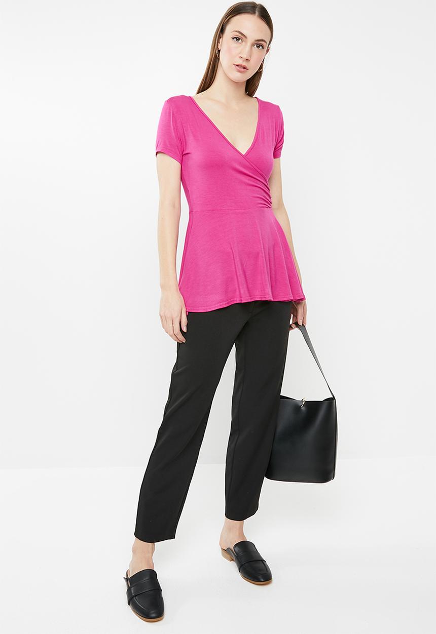 edit - Peplum short sleeve top - pink