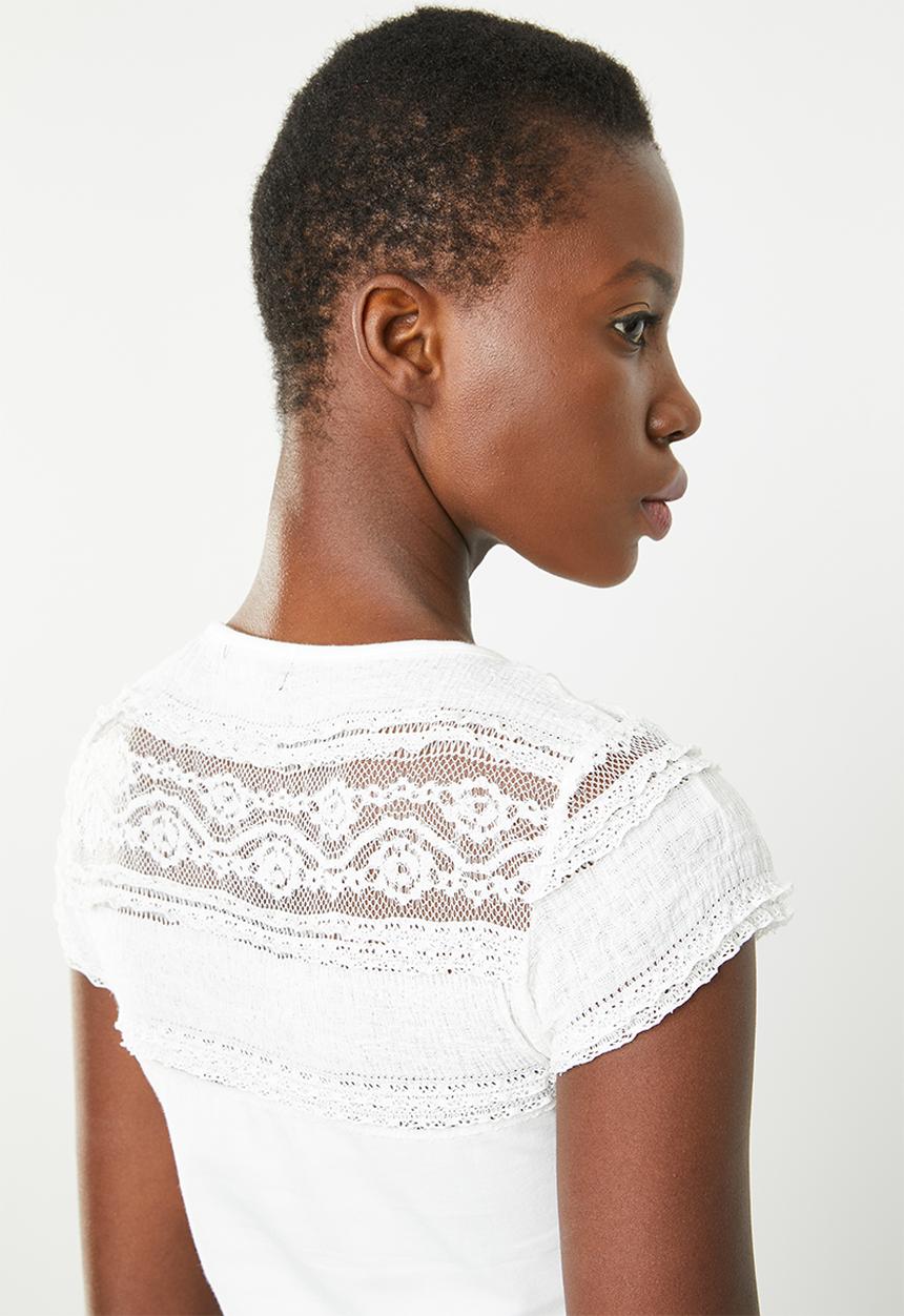 SISSY BOY - One up with lace top - white