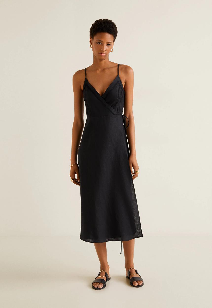 MANGO - Textured wrap dress - black