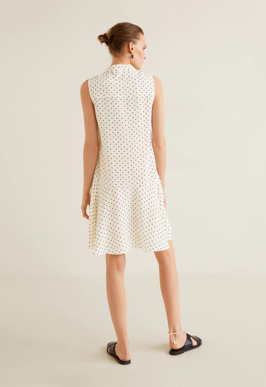 MANGO - Printed bow dress - off white