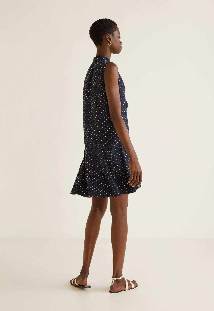 MANGO - Printed bow dress - navy