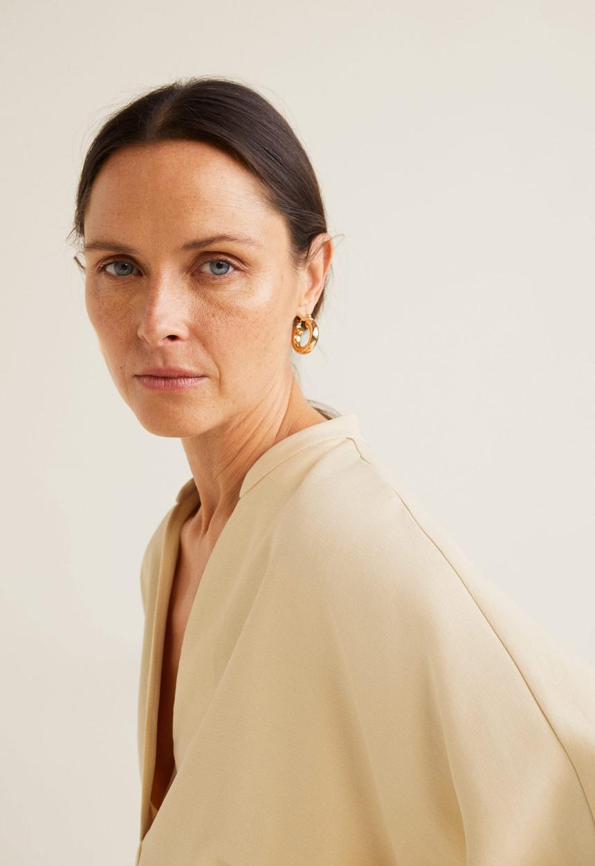 MANGO - V-neck blouse - cream