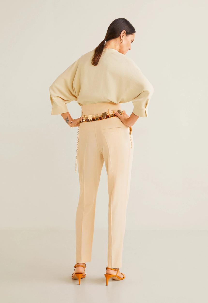 MANGO - V-neck blouse - cream