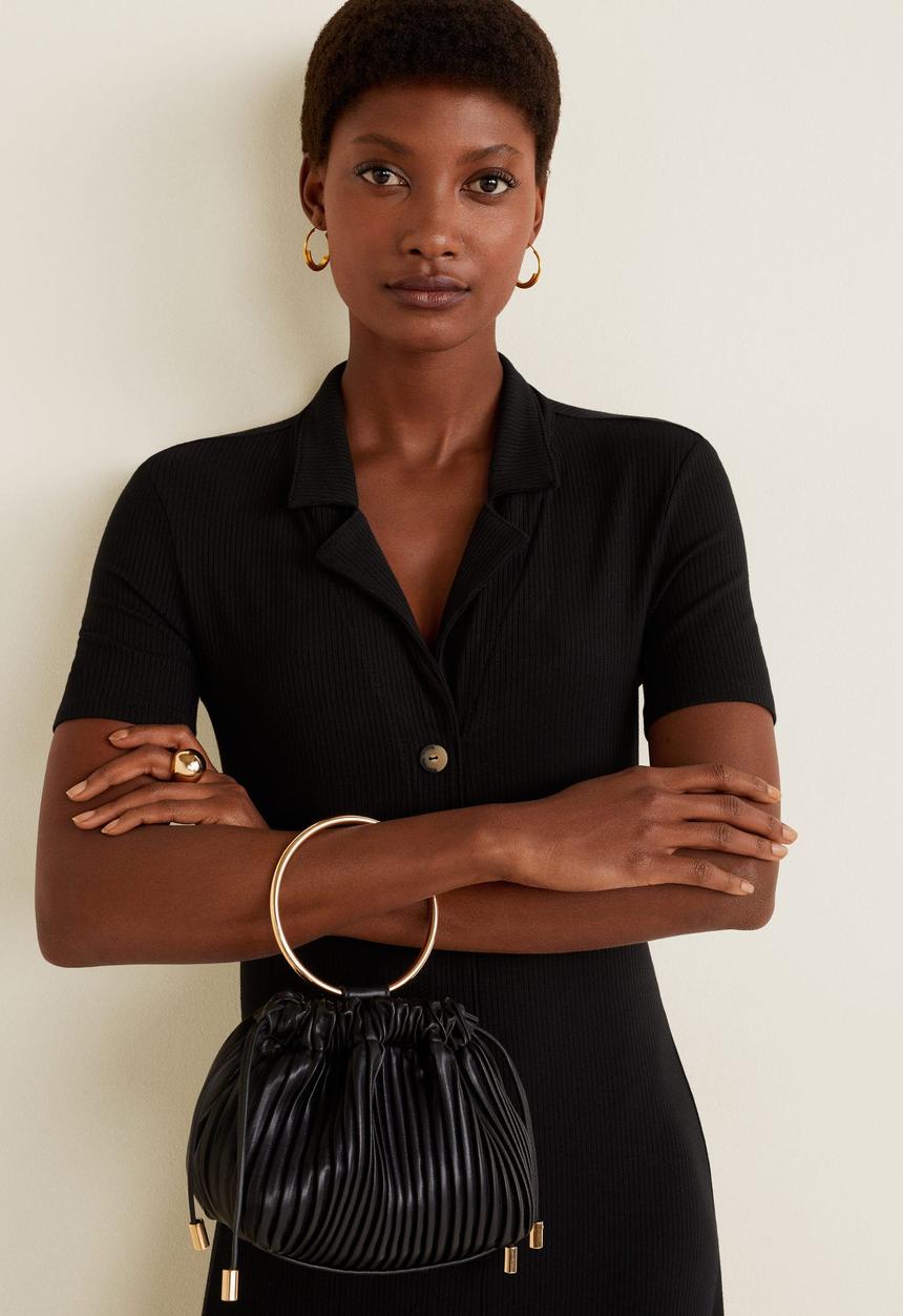 MANGO - Ribbed jersey dress - black