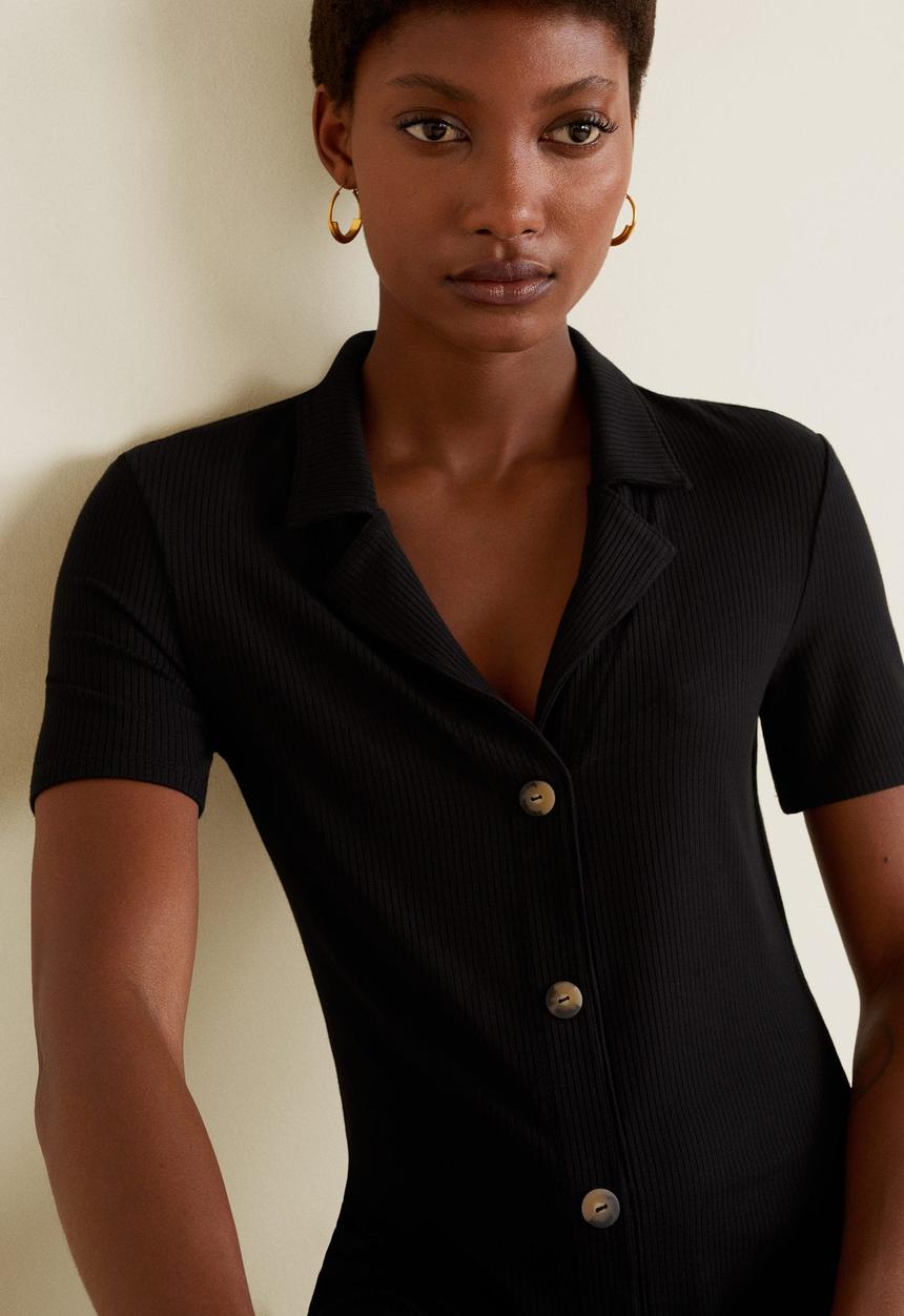 MANGO - Ribbed jersey dress - black