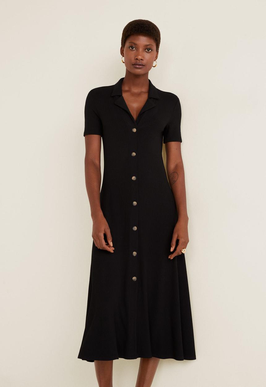 MANGO - Ribbed jersey dress - black
