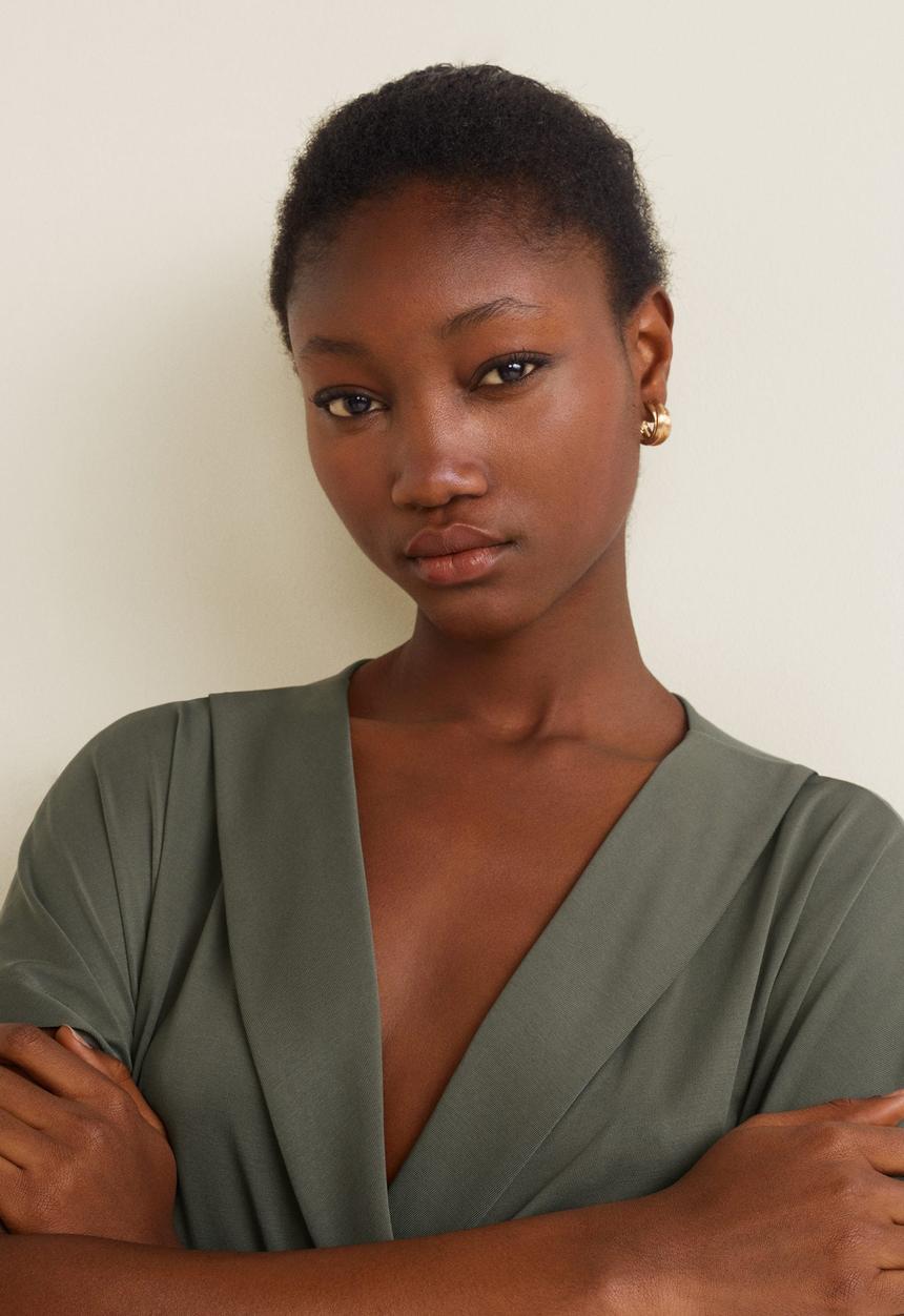 MANGO - Wrap tie-front jumpsuit - green