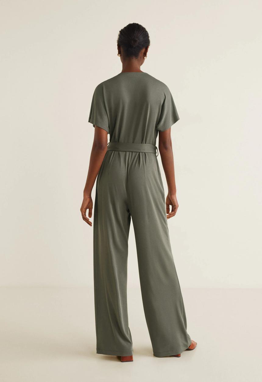 MANGO - Wrap tie-front jumpsuit - green