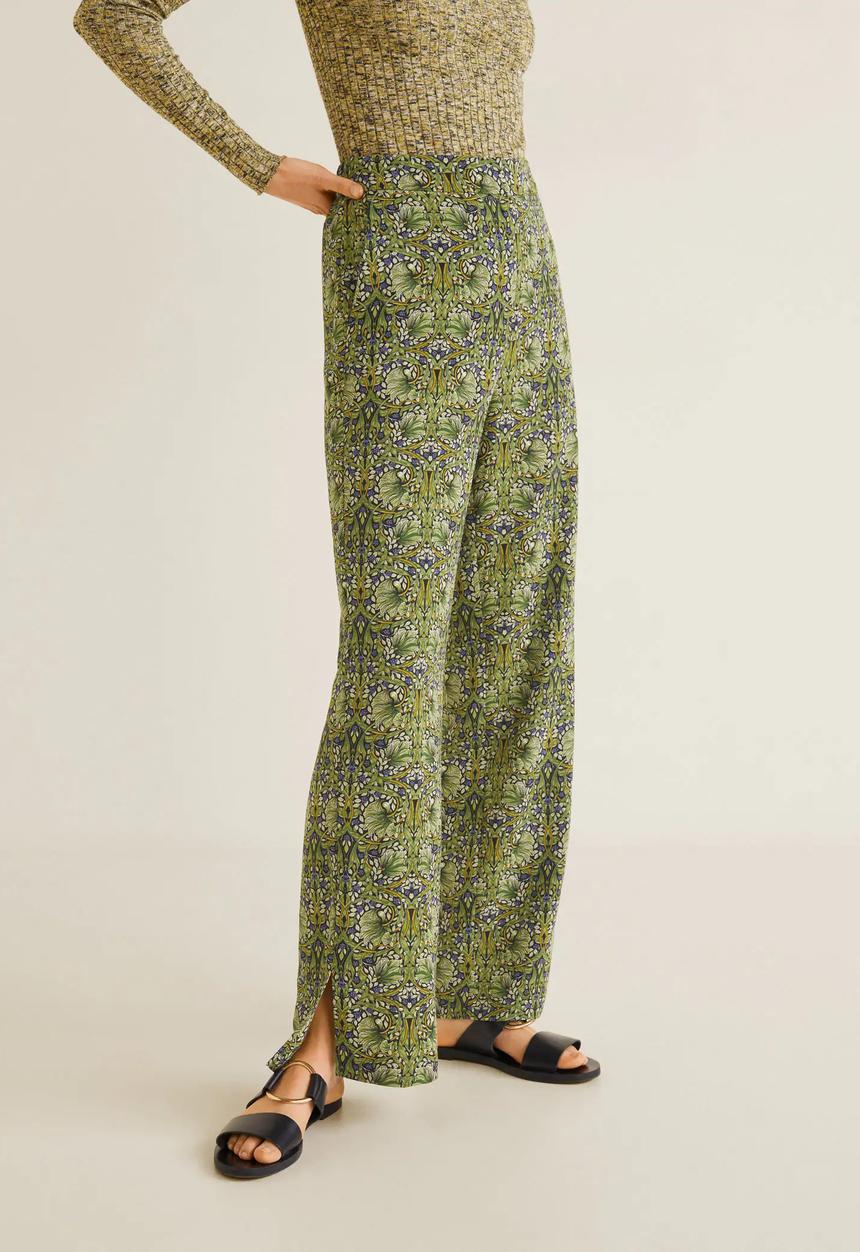 MANGO - Floral print trousers - green