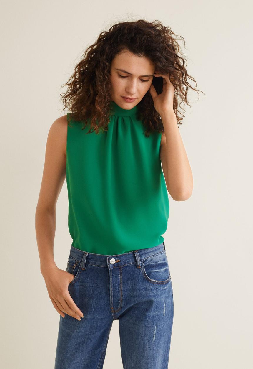 MANGO - Sleeveless blouse with back detail - green