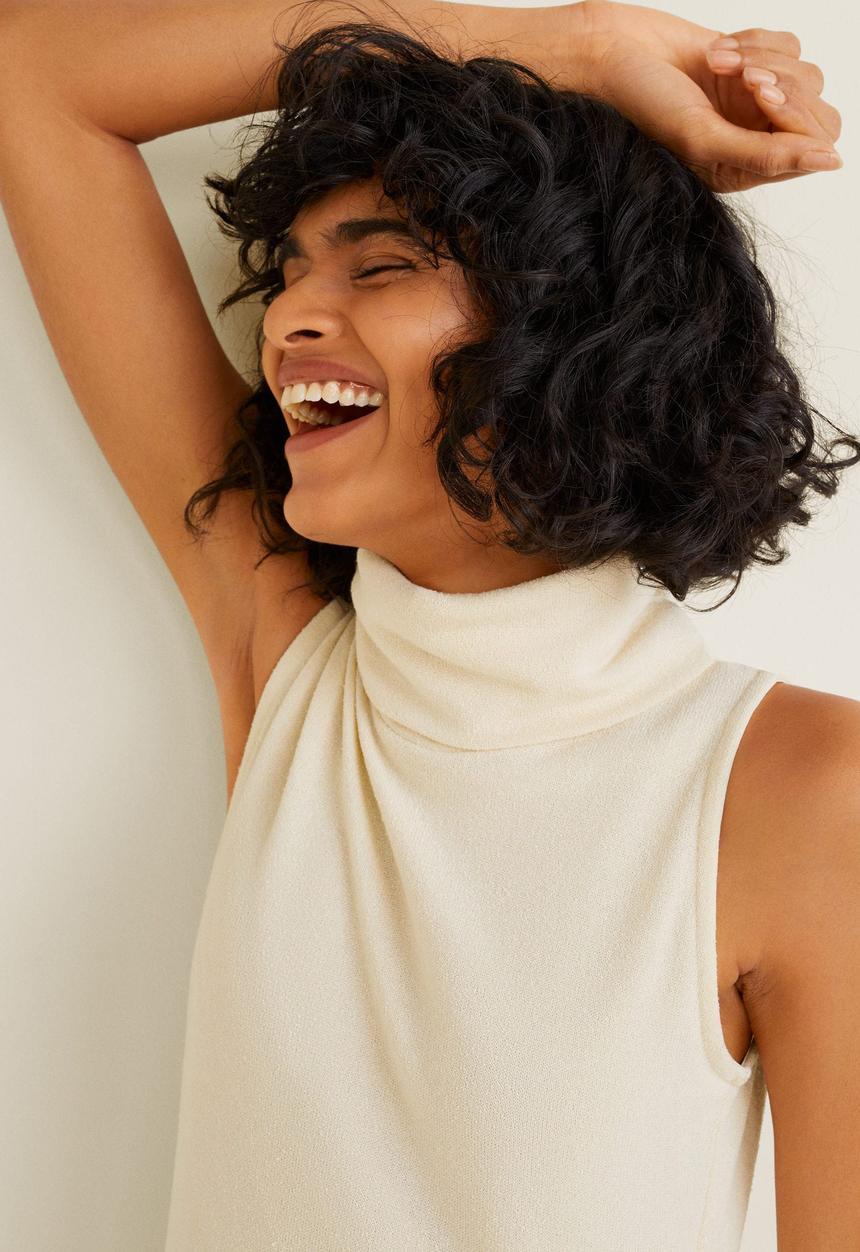 MANGO - Cowl neck midi dress - natural white