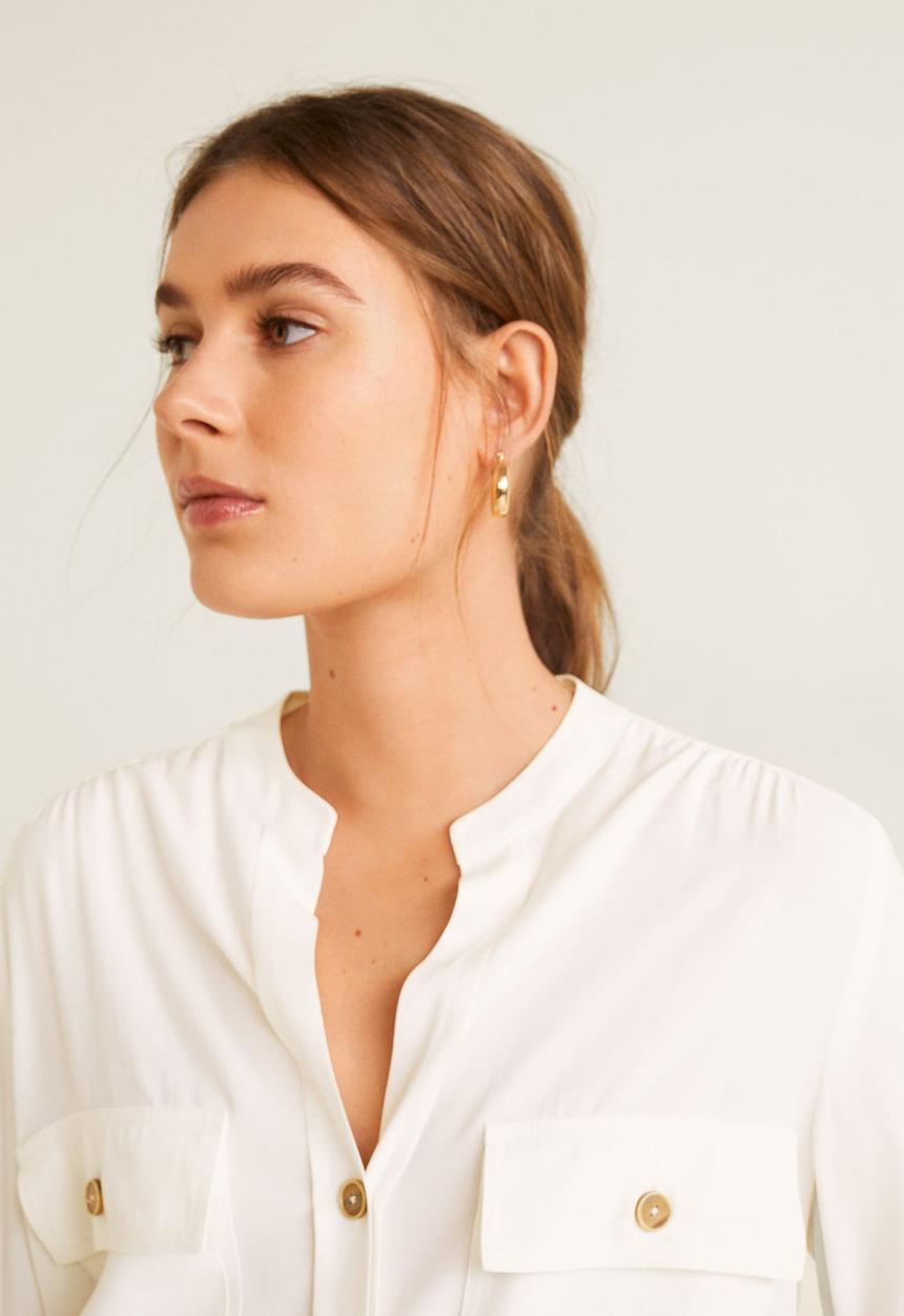 MANGO - Blouse with pockets - off-white