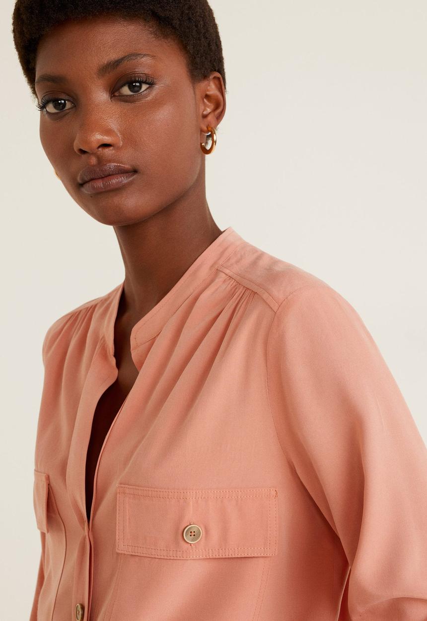 MANGO - Blouse with pockets - peach