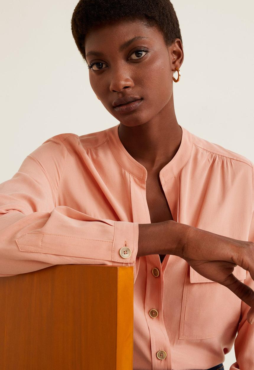 MANGO - Blouse with pockets - peach