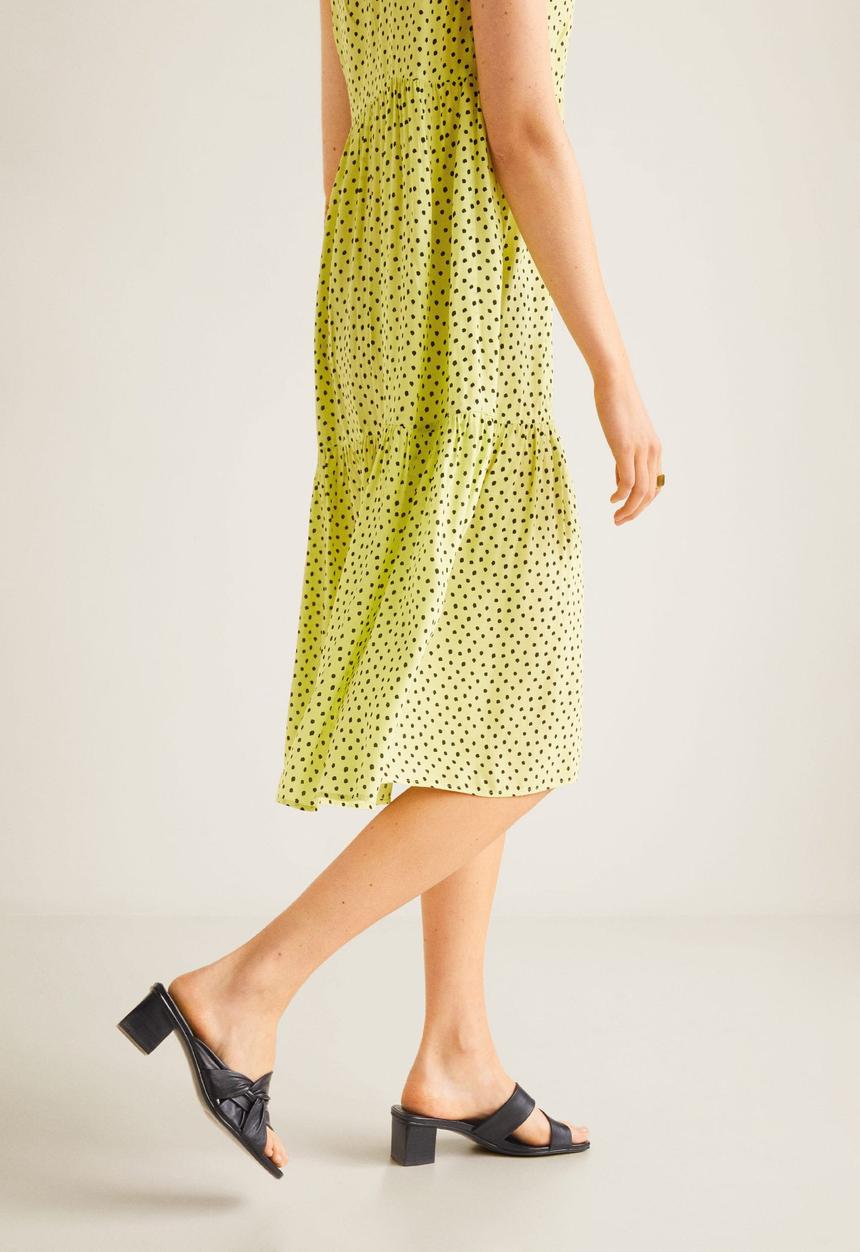 MANGO - Polkadot flared dress - yellow