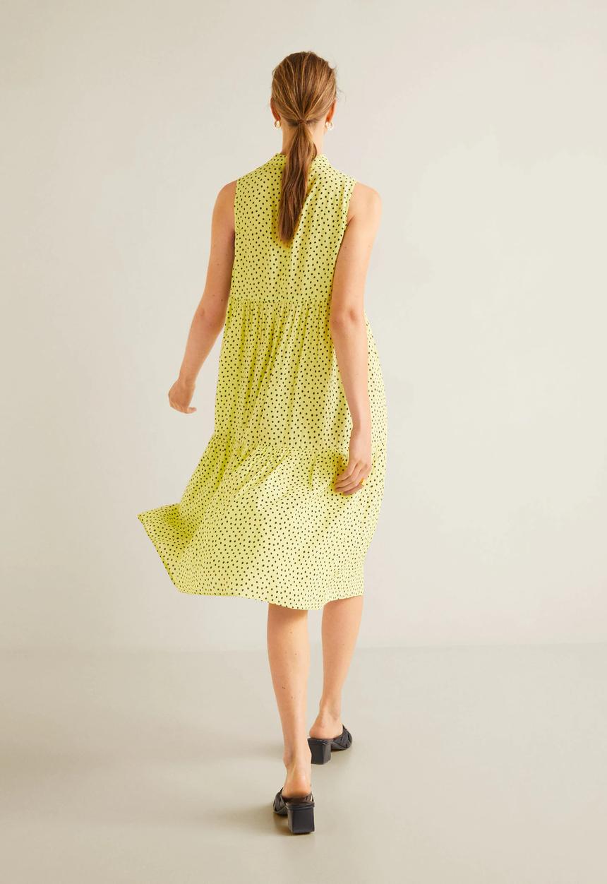 MANGO - Polkadot flared dress - yellow