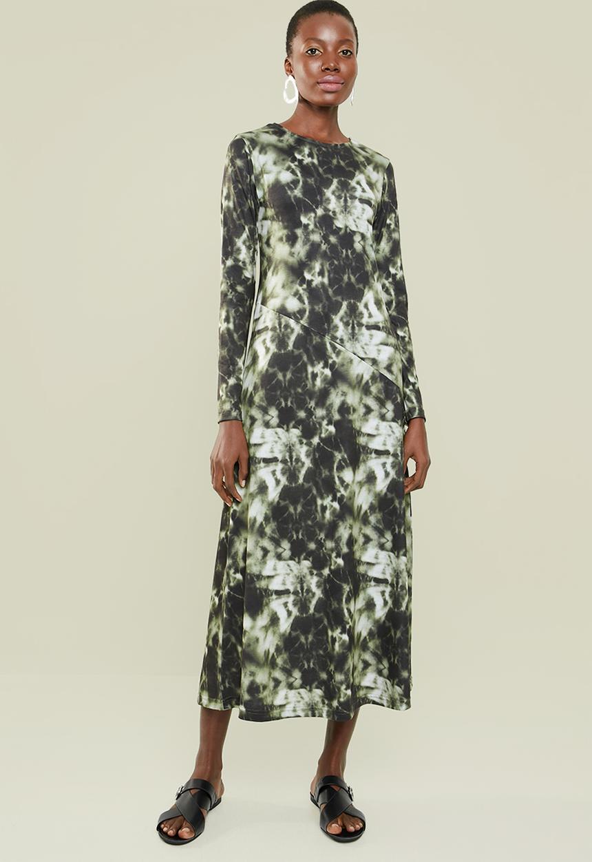 Superbalist - Knit fit & flare dress - green & black