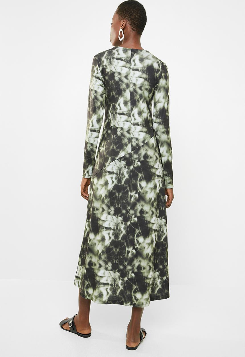 Superbalist - Knit fit & flare dress - green & black