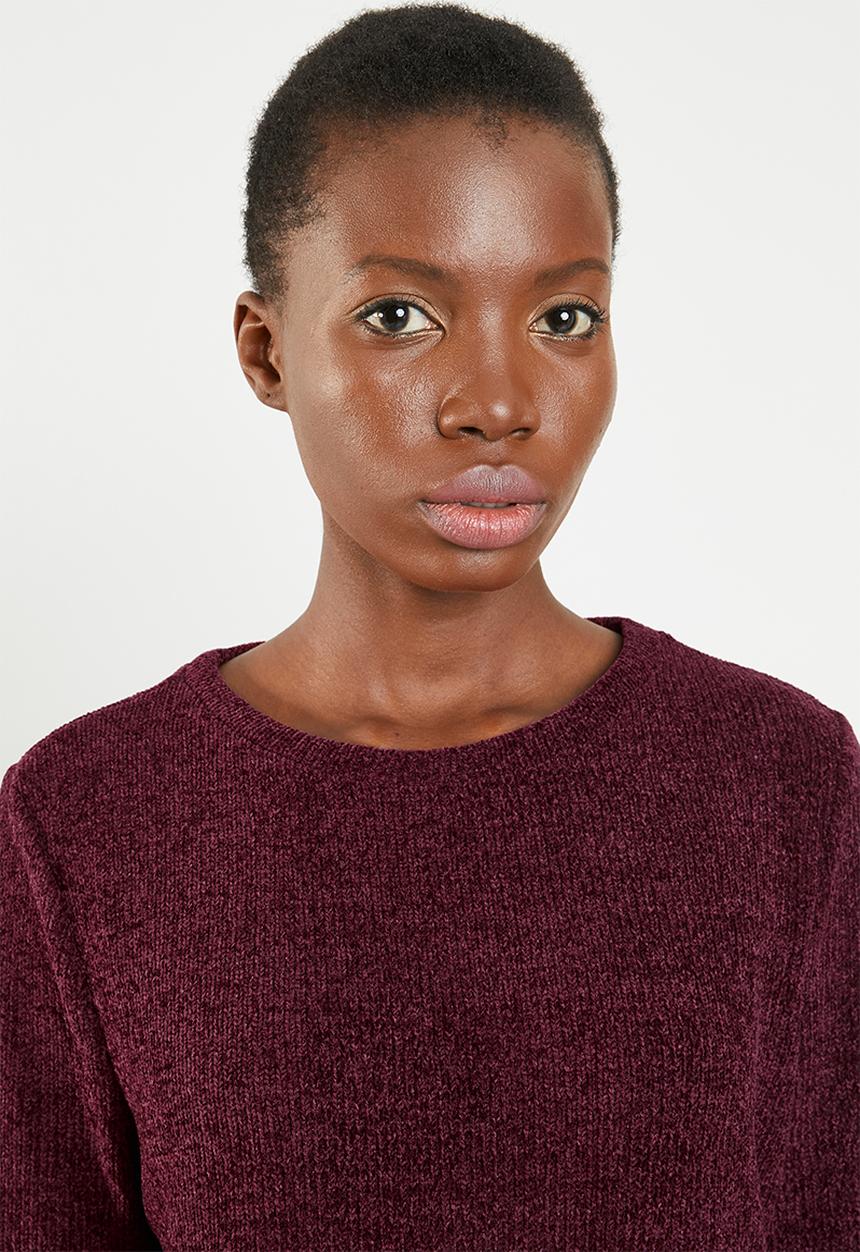 STYLE REPUBLIC - Chenille crew neck sweater - burgundy