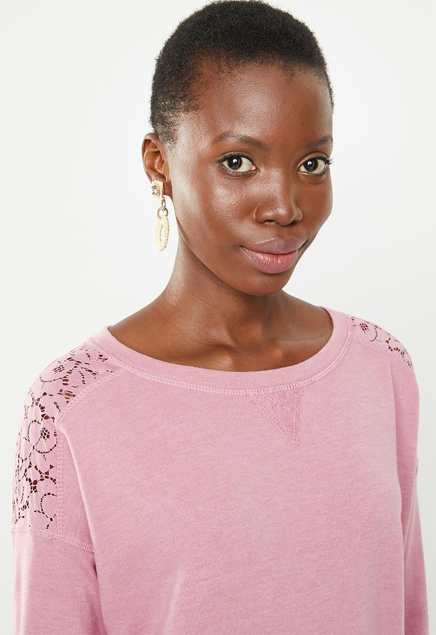 STYLE REPUBLIC - Lace inset sweater - pink