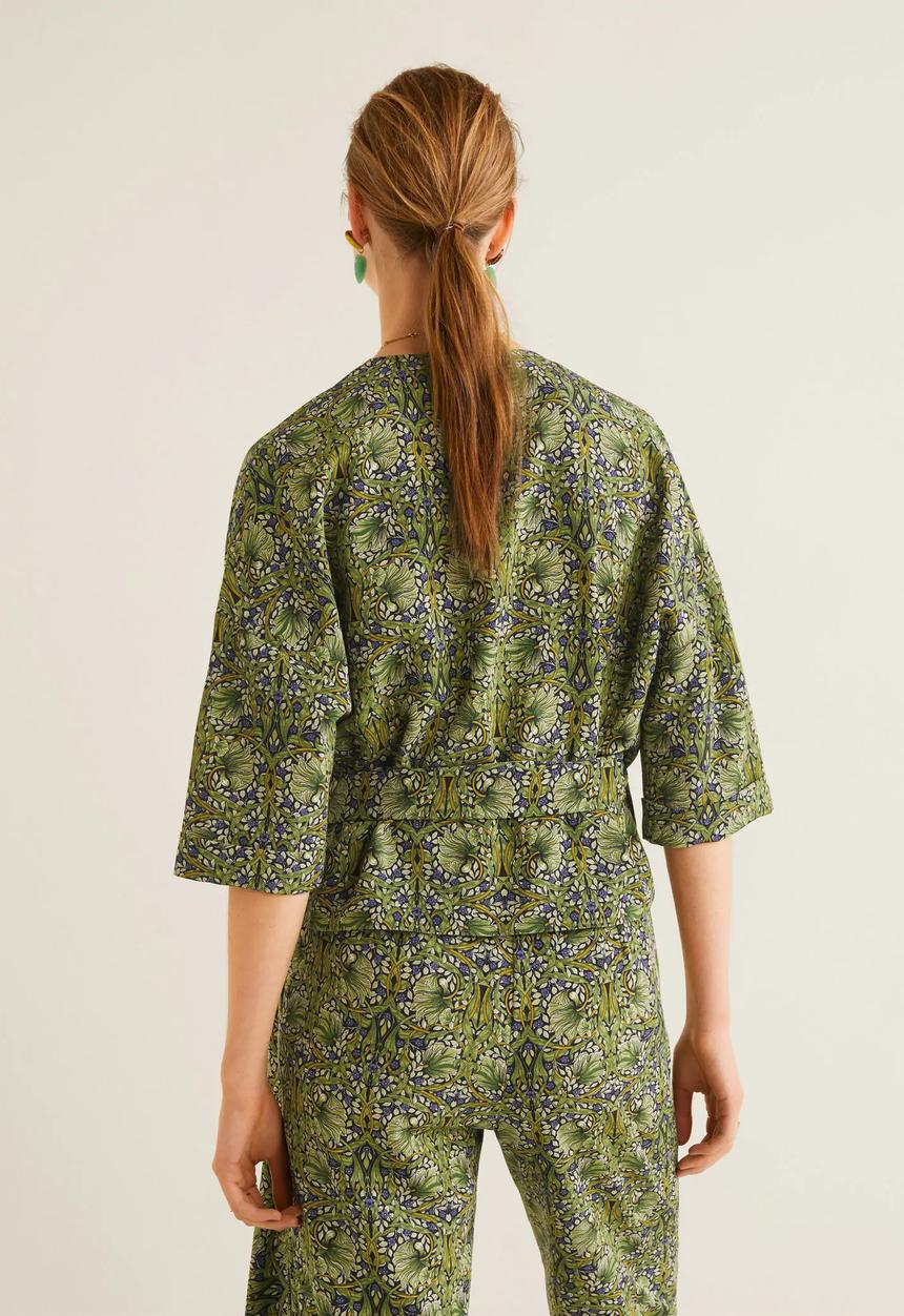 MANGO - Floral wrap blouse - green