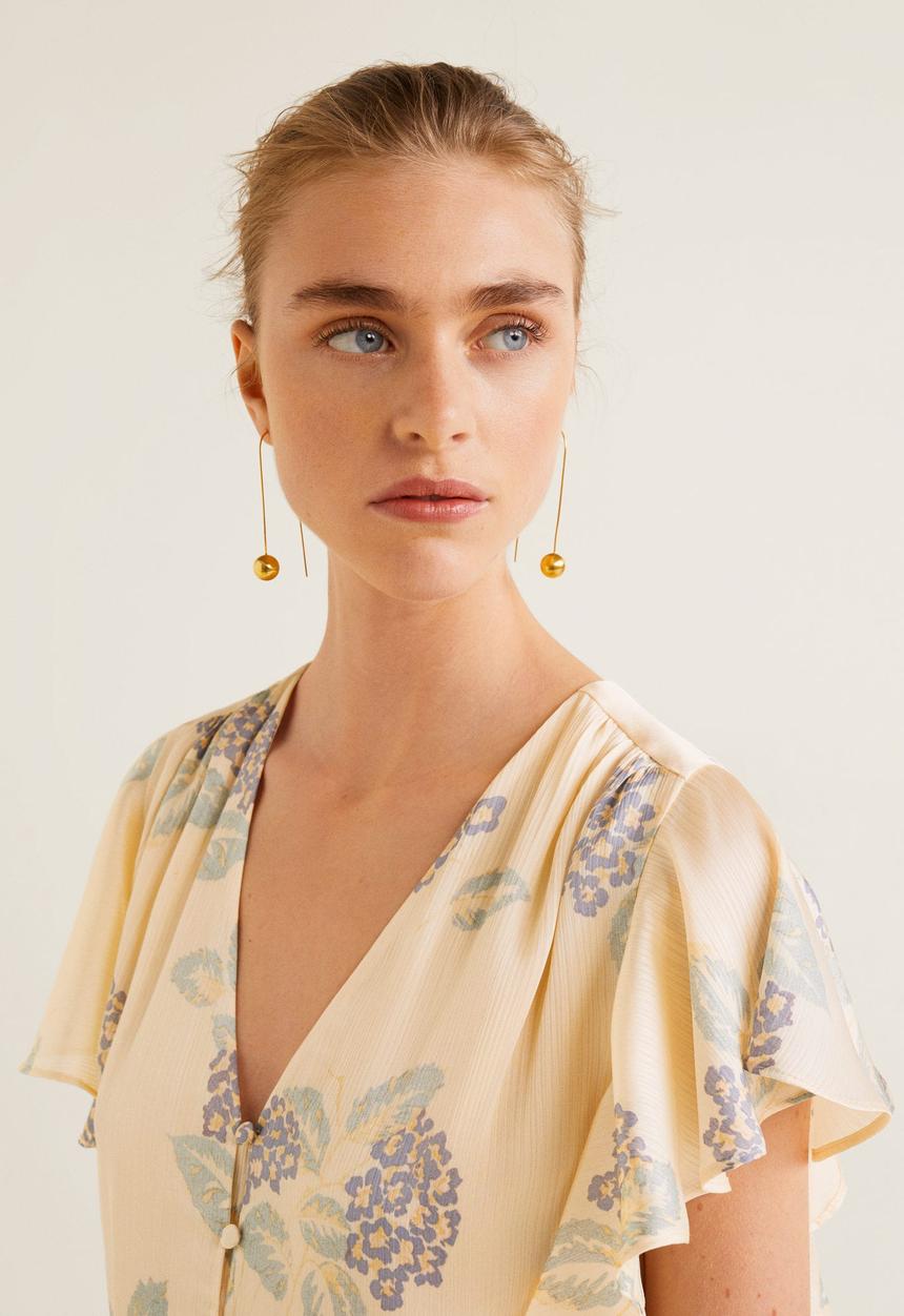 MANGO - Floral satin blouse - pink