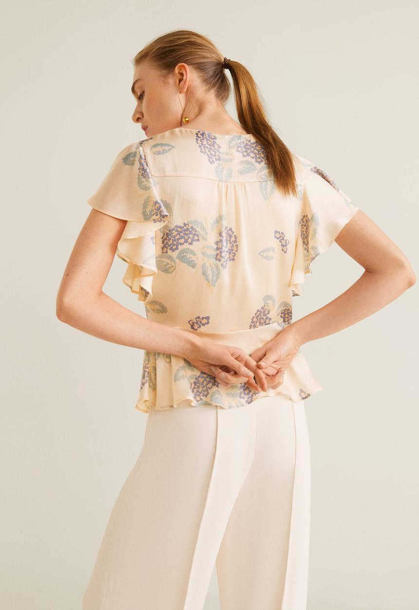 MANGO - Floral satin blouse - pink