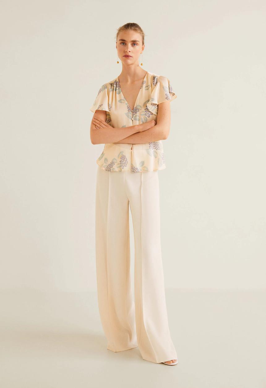 MANGO - Floral satin blouse - pink
