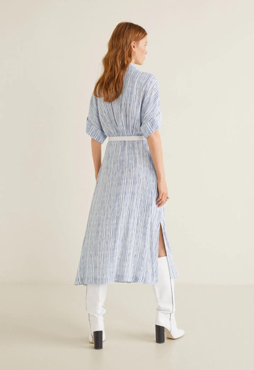 MANGO - Striped print shirt dress - blue