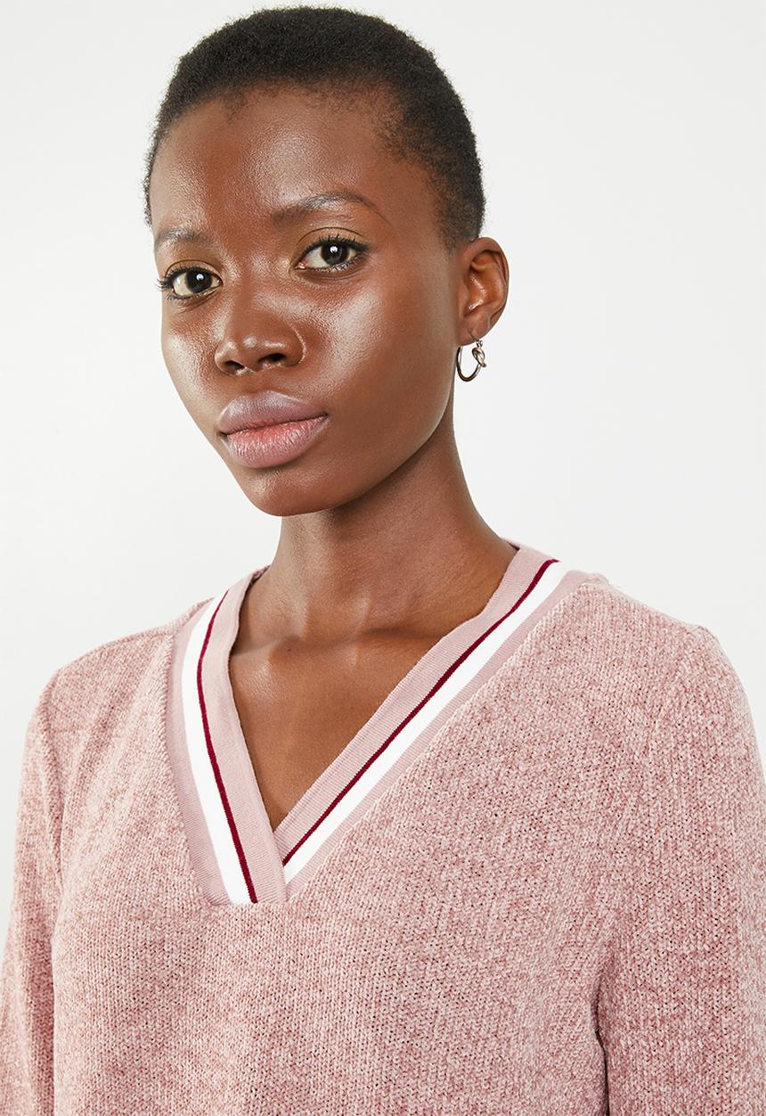 STYLE REPUBLIC - V-neckline chenille sweater - pink