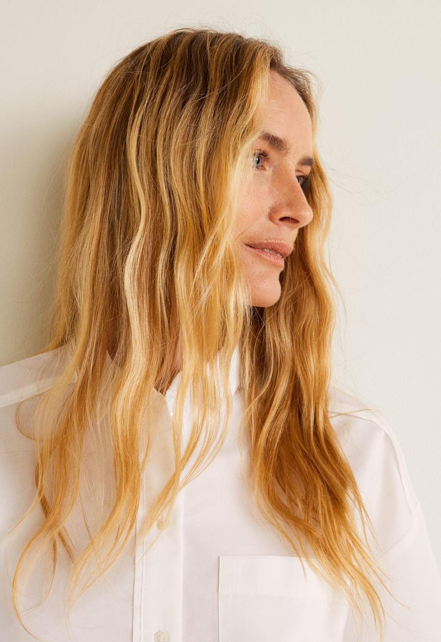 MANGO - Oversized shirt with pocket detail - white