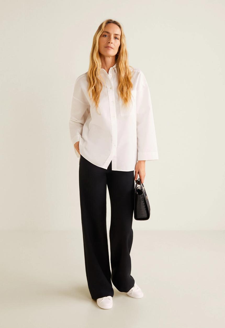 MANGO - Oversized shirt with pocket detail - white