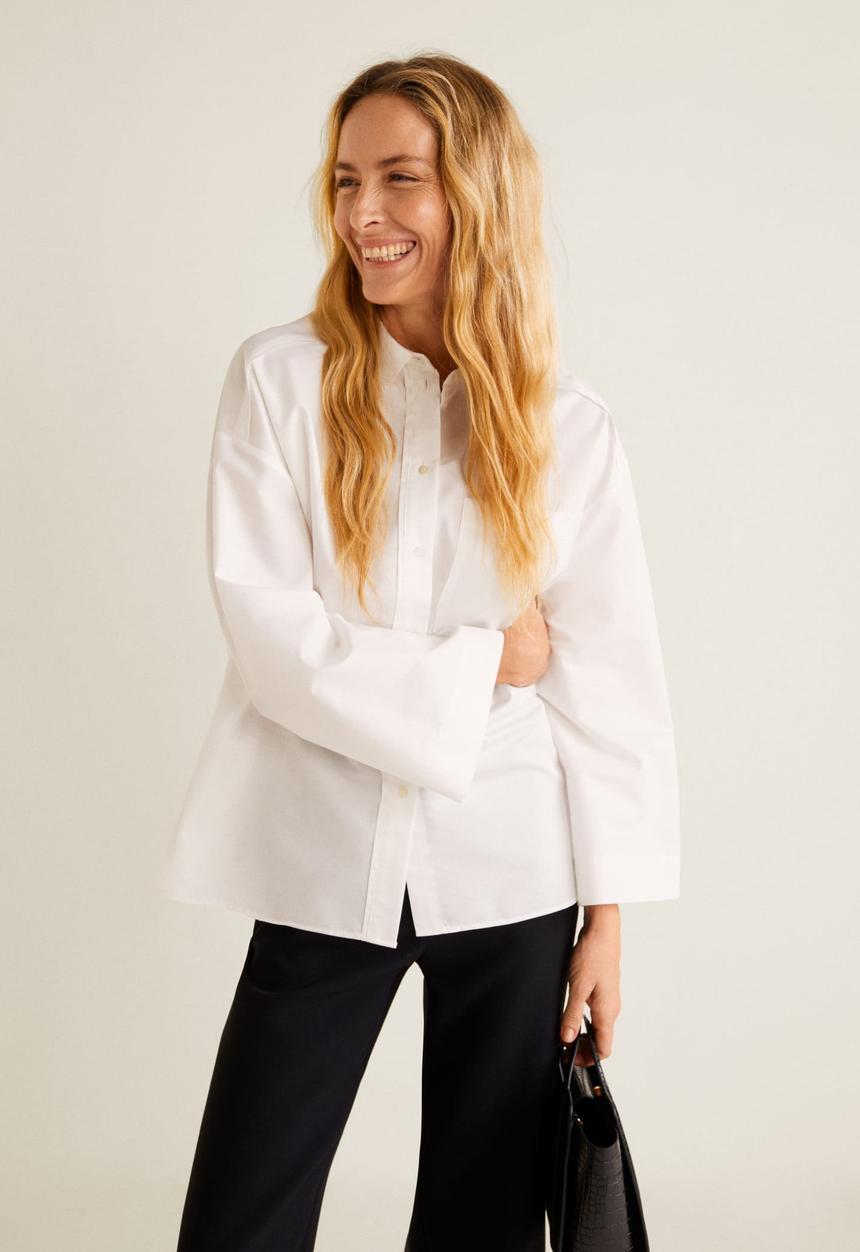 MANGO - Oversized shirt with pocket detail - white