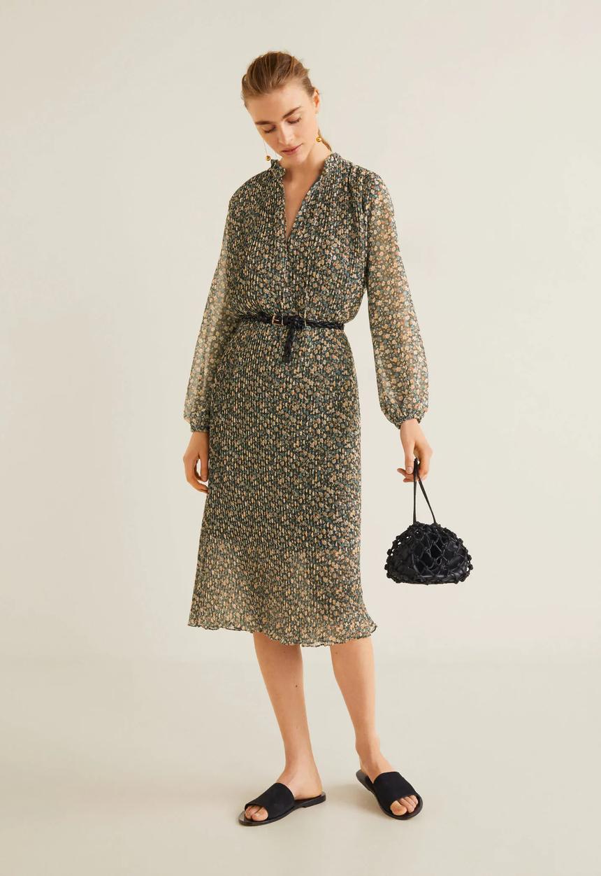 MANGO - Pleated floral dress - multi
