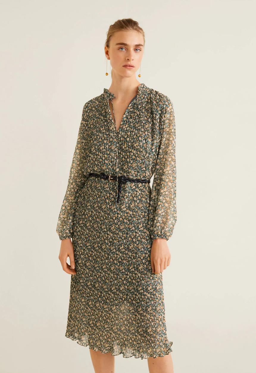 MANGO - Pleated floral dress - multi