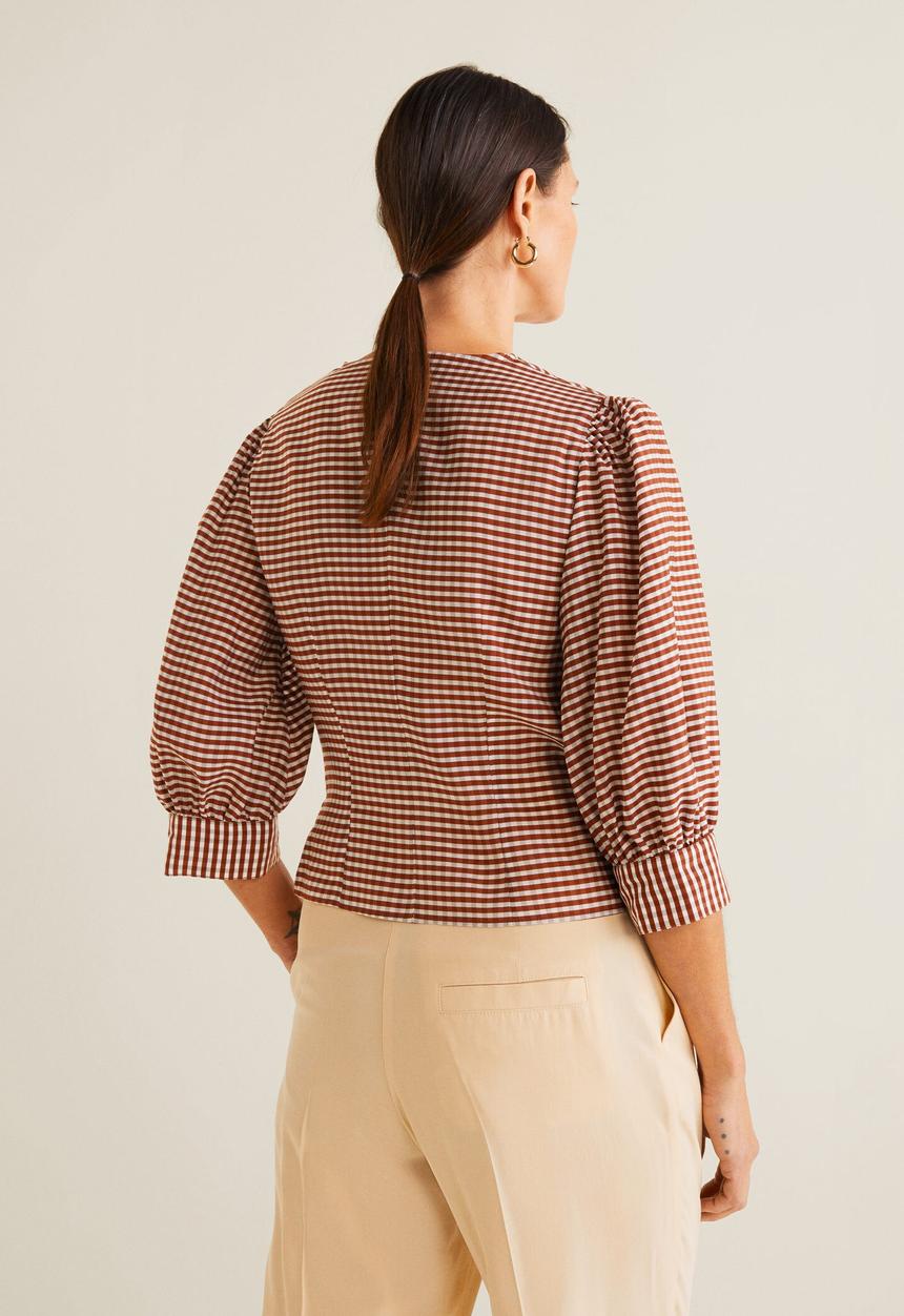 MANGO - Gingham check blouse - red