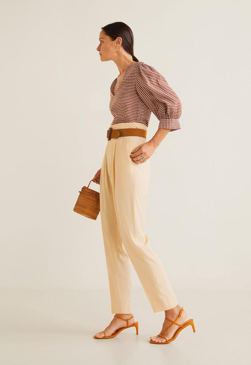 MANGO - Gingham check blouse - red