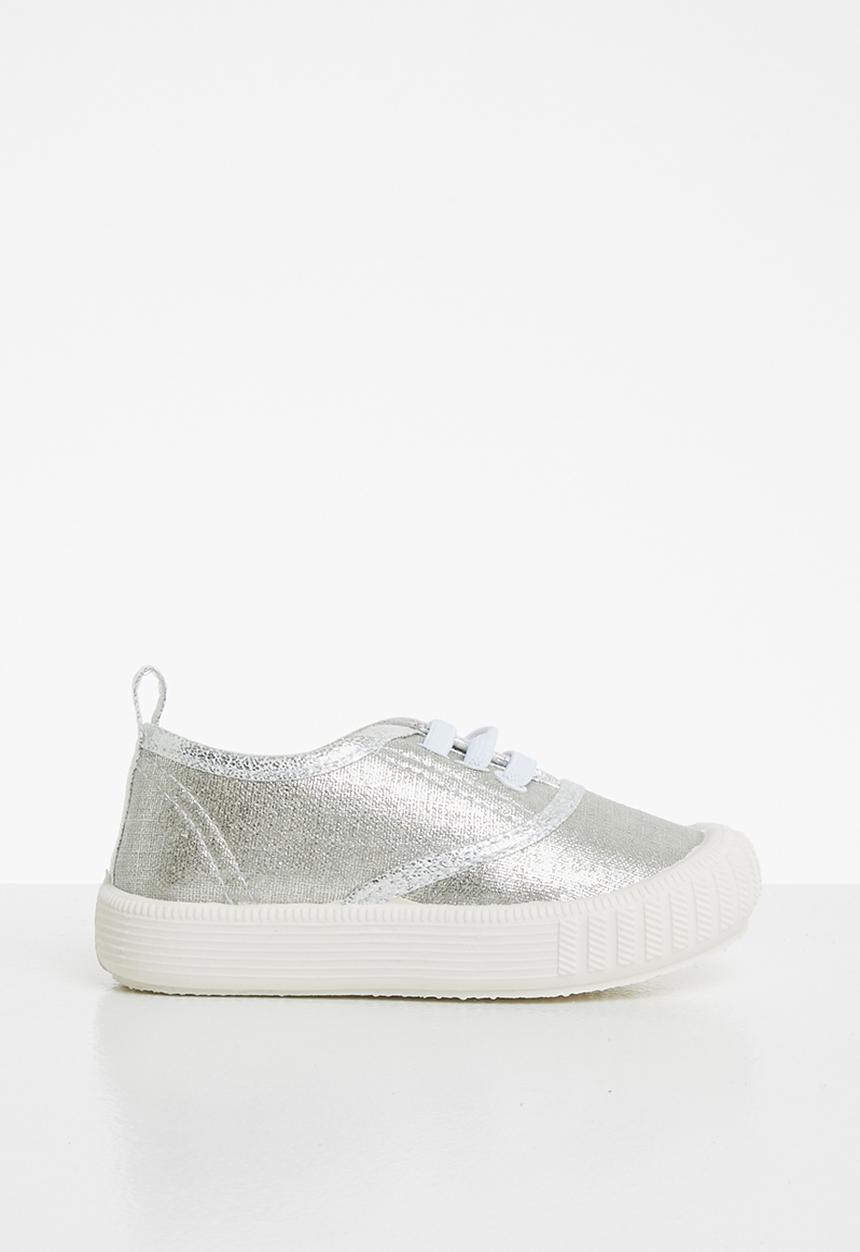 Pop Candy - Girls lace up sneaker - silver