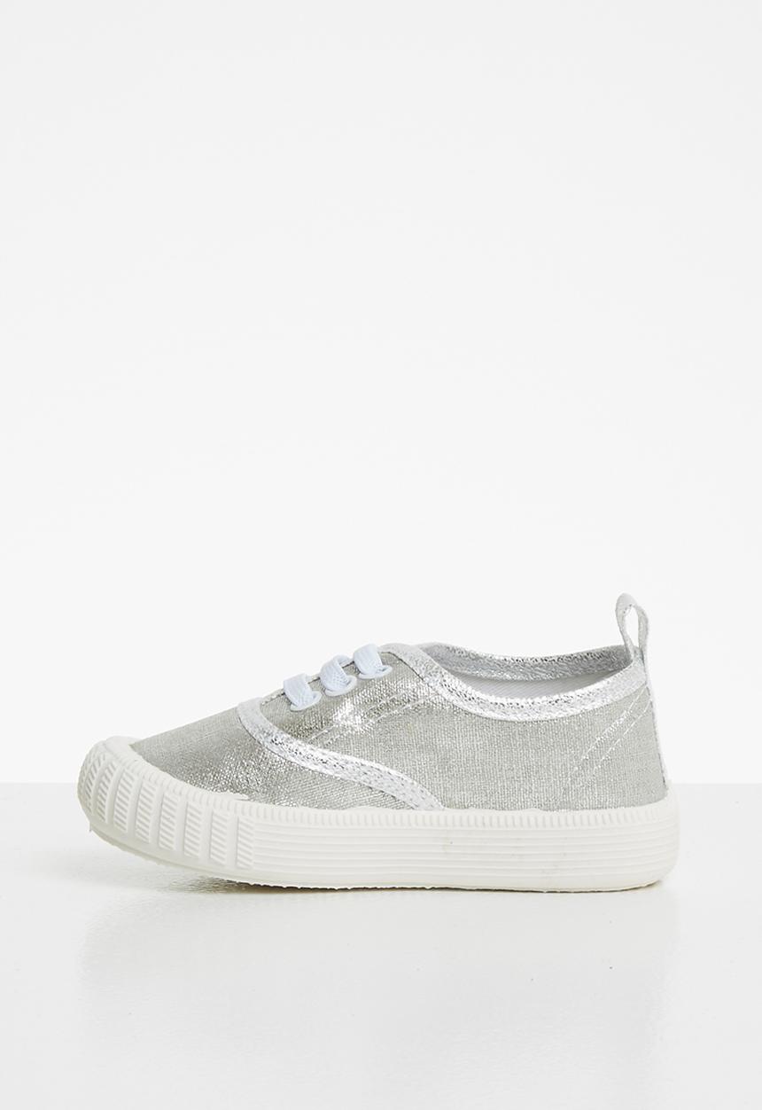 Pop Candy - Girls lace up sneaker - silver
