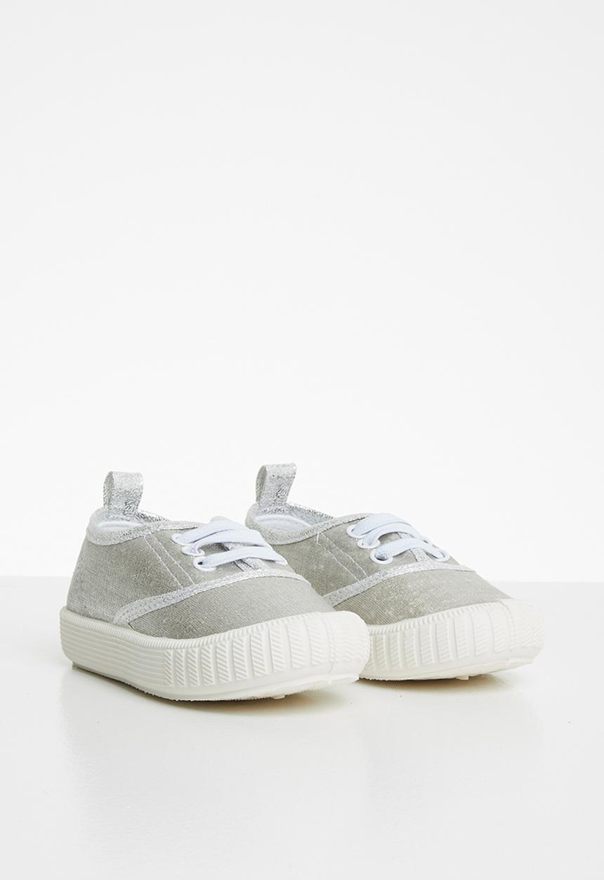 Pop Candy - Girls lace up sneaker - silver