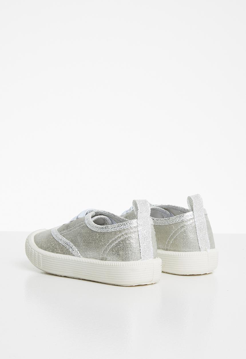 Pop Candy - Girls lace up sneaker - silver