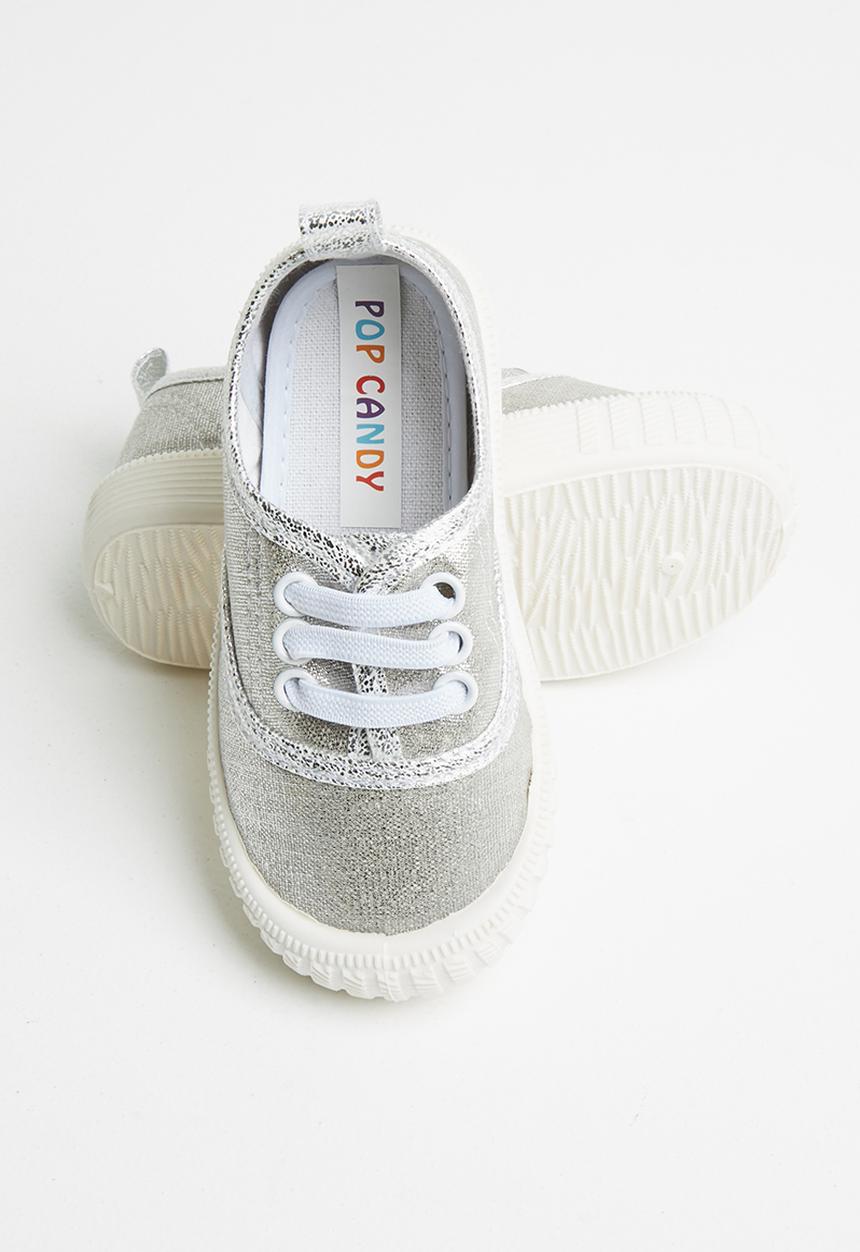 Pop Candy - Girls lace up sneaker - silver