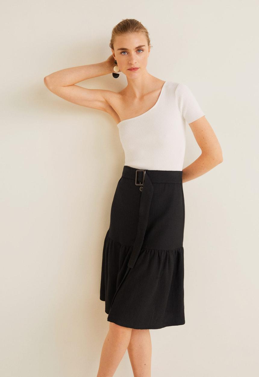 MANGO - Buckle cotton skirt - black
