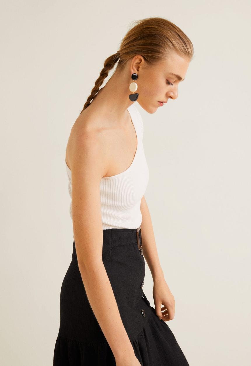 MANGO - Buckle cotton skirt - black