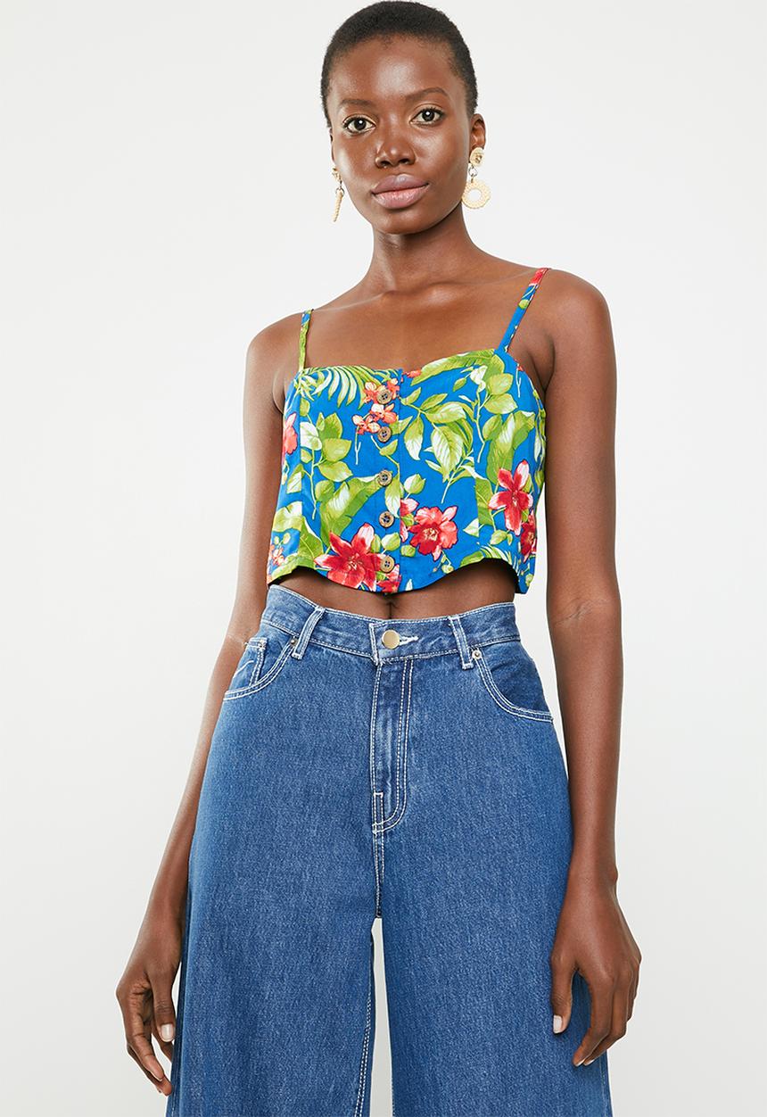 STYLE REPUBLIC - Front button crop top - multi